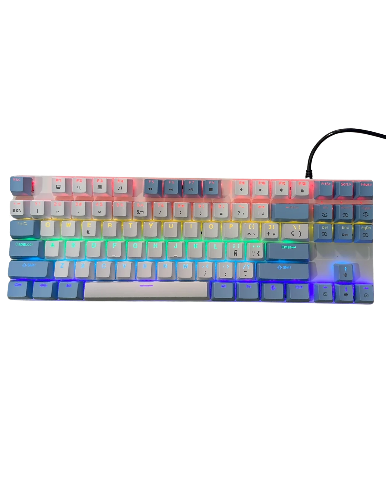 Teclado Forev Blanco Celeste